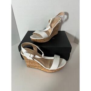 Michael by Michael Shannon Libby White Wedge Sandals 9.5M